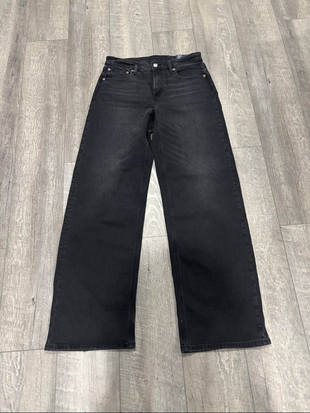 Women's Wide-Leg Black Jeans stovepipe